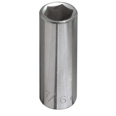 KLE65607 image(0) - Klein Tools 7/16-Inch Standard 6-Point Socket, 1/4-Inch Drive