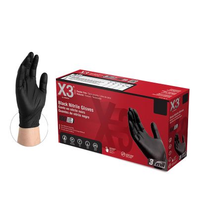 AMXBX348100 image(0) - Gloveworks XL X3 Powder Free, Textured, Black Nitrile