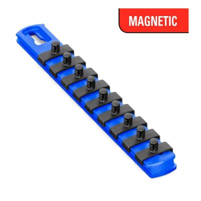 ERN8407M image(0) - Ernst Mfg. 8 Inch Magnetic Socket Organizer with 9 Socket Clips - 1/4 Inch - Blue