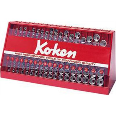 KKNS3240A-00 image(0) - Ko-ken USA S3240A-00 3/8 Square Drive 126 Piece 6-Point SAE Socket Set 1/4-7/8 Inch in Display Stand