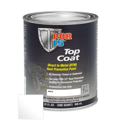 POI46804 image(0) - POR-15 INC 46804 Top Coat DTM Paint, 1 qt Can, White, Liquid, 30 to 60 min Curing