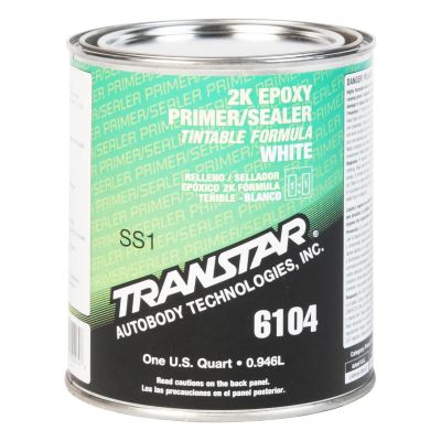 TRP6104 image(0) - Transtar Autobody Products 6104 - 2K Epoxy Primer Sealer/Groundcoat - 1 qt Can - White - 520 sq-ft/ Gallon at 1 mil Coverage