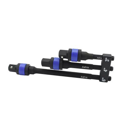 AST78303 image(0) - Astro Pneumatic 3pc Locking 3/8" Drive 1/4" Hex Shank Impact Adapter Extension Set