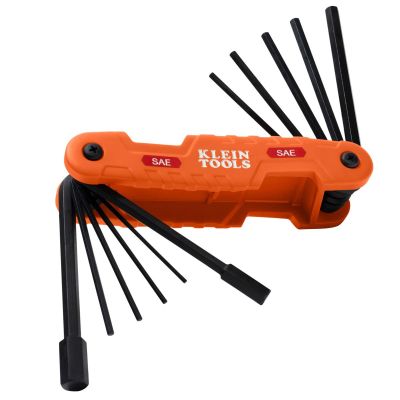 KLE70542 image(0) - Klein Tools Compact Folding Hex Key Kit, SAE and Metric