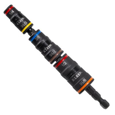KLE32933M image(0) - Klein Tools 6-in-1 Impact Rated Flip Socket Set, Metric