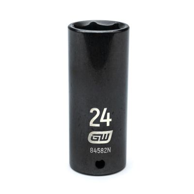 KDT84582N image(0) - GearWrench 1/2 Inch Drive 6 Point Deep Impact Metric Socket 24mm