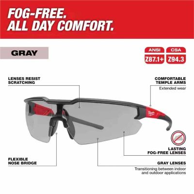 MLW48-73-2107 image(1) - Milwaukee Tool Safety Glasses - Gray Fog-Free Lenses