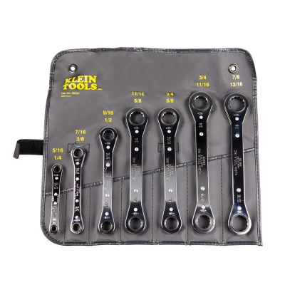 KLE68216M image(0) - Klein Tools 4-in-1 Ratcheting Wrench Set, Metric, 2-Piece