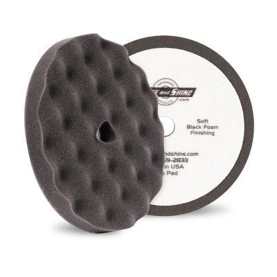 BUF820FBW image(0) - Buff And Shine 820FBW Grip Pad, 8 in Dia, 1 in THK, Hook and Loop Attachment, Foam Pad, Black