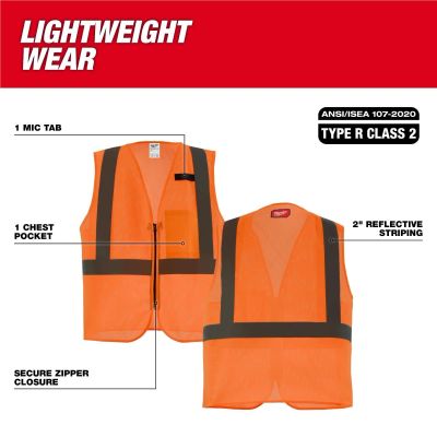 MLW48-73-2245 image(2) - Milwaukee Tool Class 2 High Visibility Orange Mesh One Pocket Safety Vest - S/M