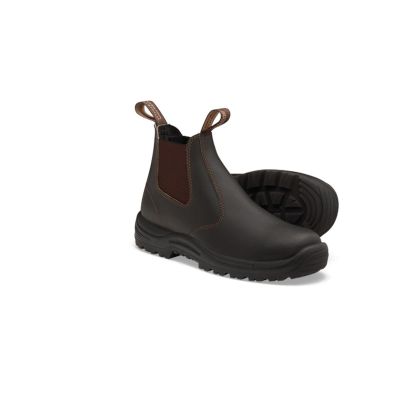 BLU490-070 image(0) - Blundstone Soft Toe Elastic Side Slip-on Boot, Water Resistant, Kick Guard, Stout Brown, AU size 7, US size 8
