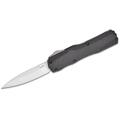KER9000CF image(0) - Kershaw Livewire Out-The-Front Automatic OTF internal Lock Spear Point Blade EDC Folding Knife - Carbon Fiber Black - $1000 Min Vendor Direct Auto Knives Only. Cannot Ship to CA, CT, DE, MN. Contact Sales Rep