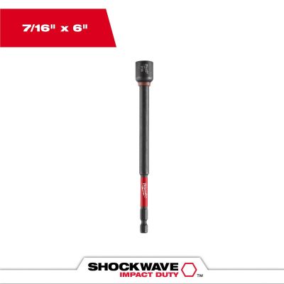 MLW49-66-4586 image(0) - Milwaukee Tool SHOCKWAVE Impact Duty 7/16 Inch x 6 Inch Magnetic Nut Driver