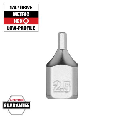 MLW45-34-1129 image(0) - Milwaukee Tool 1/4 Inch Drive 2.5mm Low-Profile Hex Bit Socket