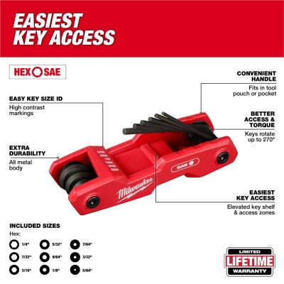 MLW48-22-2181 image(1) - Milwaukee Tool 9-Key Folding Hex Key Set - SAE