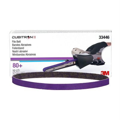 MMM33446 image(0) - 3M Cubitron&trade; II File Belt, 33446, 80+, 1/2 in x 18 in (12.7 mm x 457.2 mm), 10 belts per carton, 5 cartons per case