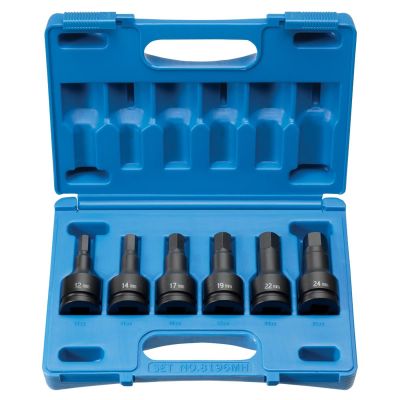 GRE8196MH image(0) - Grey Pneumatic 3/4" Drive 6 Piece Hex Driver Metric Set
