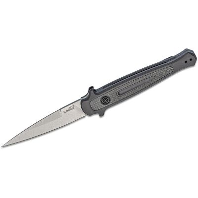 KER7150 image(0) - Kershaw Launch 8 Automatic Push-Button Lock Spear Point Blade EDC Folding Knife  - Gray - $1000 Min Vendor Direct Auto Knives Only. Cannot Ship to CA, CT, DE, MN. Contact Sales Rep.