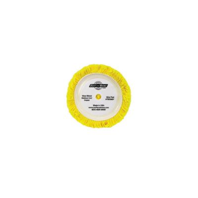 BUF7503GY image(0) - Buff And Shine 7503GY Buffing Grip Pad, 7-1/2 in Dia, Hook and Loop Attachment, 100% Twisted Wool Pad, Yellow