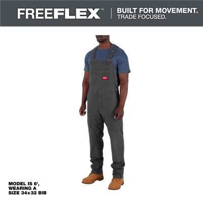 MLWM850G-4034 image(0) - Milwaukee Tool FREEFLEX Unlined Bib Overalls - Gray - Size 40 X 34