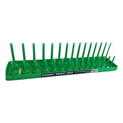 HNE3804 image(2) - Hansen Global 3/8 Inch Metric 2 Row Regular/Deep Socket Holder Tray - Green