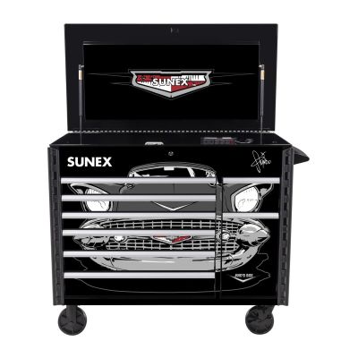 SUN8065PCBK57 image(0) - SUNEX Tony Squindo 57 Chevy Juic'd Box 50 Inch 7 Drawer Powered Cart - Black