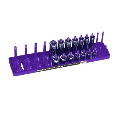 HNE3807 image(0) - Hansen Global 3/8 Inch Standard 2 Row Regular/Deep Socket Holder Tray - Purple