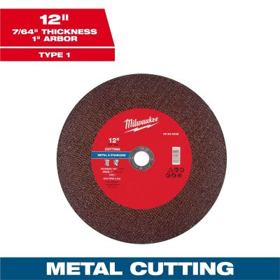 MLW49-94-0048 image(0) - Milwaukee Tool 12" x 7/64" x 1" Metal Cut Off Wheel -Type 1