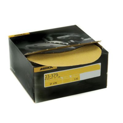 MRK23379320 image(0) - Mirka Abrasives Bulldog Gold 23379320 23 Series Semi-Open Coated Autobox Sanding Disc, 6 in, P320 Grit, Aluminum Oxide