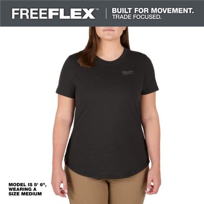 MLWF452B-S image(0) - Milwaukee Tool Women's FREEFLEX Hybrid Tee - Short Sleeve -  Black -  S