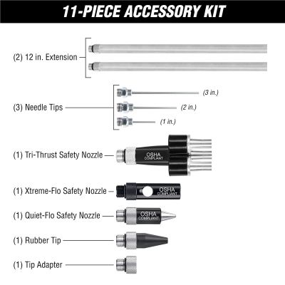 LEGAG1211FZ image(0) - Legacy Manufacturing Flexzilla X3 Blow Gun Kit 11-Piece, ZillaGreen