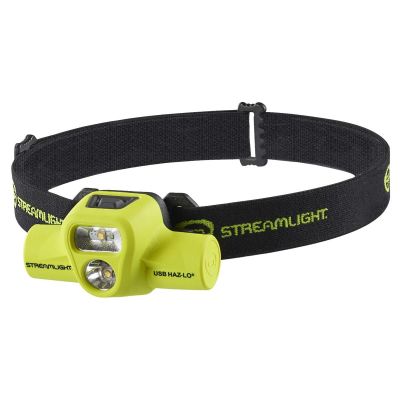 STL61463 image(0) - Streamlight USB HAZ-LO Headlamp - 120V AC - Includes Charge Cradle, Rubber Hard Hat Strap, Elastic Head Strap, 3M Dual Lock - Box - Yellow