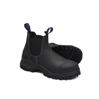 BLU990-085 image(0) - Blundstone Steel Toe Slip-On Elastic Side Boots w/ Kick Guard, Black, AU size 8.5, US size 9.5