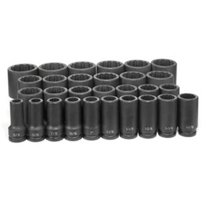 GRE8129D image(0) - Grey Pneumatic 3/4" Dr. 29 Piece Deep Fractional Master Set - 12 Point
