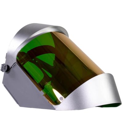 OBR2148R500 image(0) - OBERON Face Shield with Ratcheting Headgear - Heat Reflective - Window: Green Gold - With Lower Crown and Shield Extender