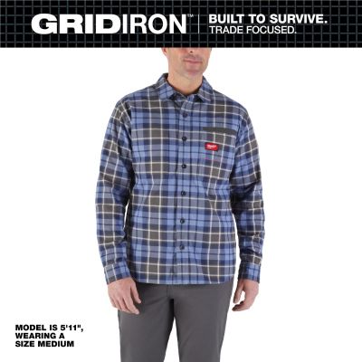 MLWM551U-M image(0) - Milwaukee Tool GRIDIRON Flannel Shirt - Blue - M