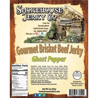 THS370509 image(0) - Tender Heifer Snack Co. Ghost Pepper Gourmet Beef Brisket Jerky - 3 Ounce