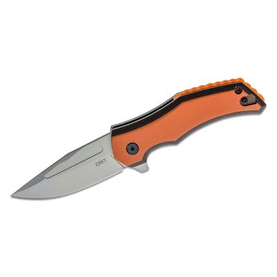 CRK2372 image(0) - CRKT (Columbia River Knife) Fawkes 1.4116 Bead Blast Plain Blade Assisted Folding Knife with Liner Lock G10 Handle - Orange