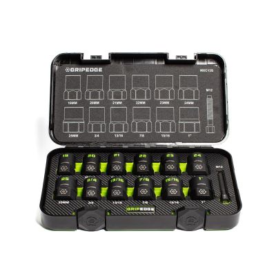 GETMXC13S image(0) - GripEdge Tools 13-PC G-FORS 1/2" Drive Metric & SAE Master Socket Extractor Set