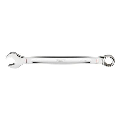MLW45-96-9432 image(0) - Milwaukee Tool 1" SAE Combination Wrench, 12-Point, Steel, Chrome, Ergonomic, I-Beam Handle