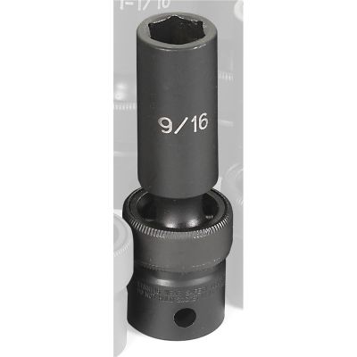 GRE2018UD image(0) - Grey Pneumatic 1/2" Drive x 9/16" Deep Universal Socket 6 Point - Black