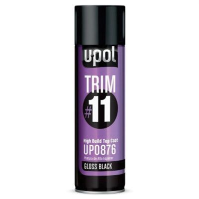 UPO0876 image(0) - U Pol Products Trim #11 UP0876 High Build Top Coat, 450 mL Aerosol Can, Gloss Black, 48.4 sq-ft/Unit Coverage