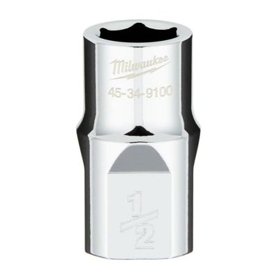 MLW45-34-9100 image(0) - Milwaukee Tool 1/2" Drive 1/2" SAE  6-Point Socket with FOUR FLAT Sides, Vanadium Steel, Chrome