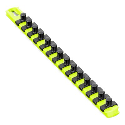 ERN8438HV image(0) - Ernst Mfg. 13&rdquo; Socket Organizer with 14 Twist Lock Clips - HI-VIZ - 3/8&rdquo;