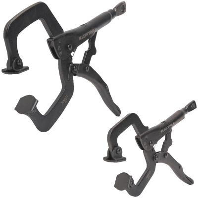 KLE38664 image(0) - Klein Tools Locking Pliers Set, C-Clamp, Long Nose, Curved Jaw, 3-Piece