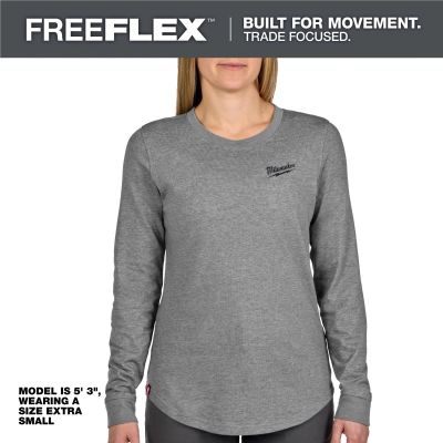 MLWF552G-M image(0) - Milwaukee Tool Womens FREEFLEX Hybrid Tee - Long Sleeve Gray M