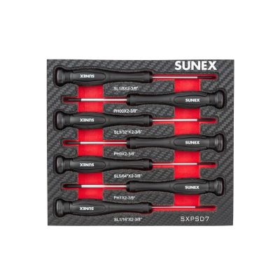 SUNSXPSD7 image(0) - SUNEX Precision Phillips&reg; & Slotted 7 Piece Screwdriver Set in EVA Foam