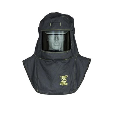 OBRTCG25-A3 image(0) - OBERON Hood with A3 Hard Hat Adapters - Arc Flash - 25 Cal TCG - Color: Black - Window: True Color Grey (TCG)