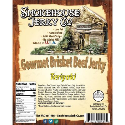 THS544345 image(0) - Tender Heifer Snack Co. Teriyaki Gourmet Beef Brisket Jerky - 7 Ounce