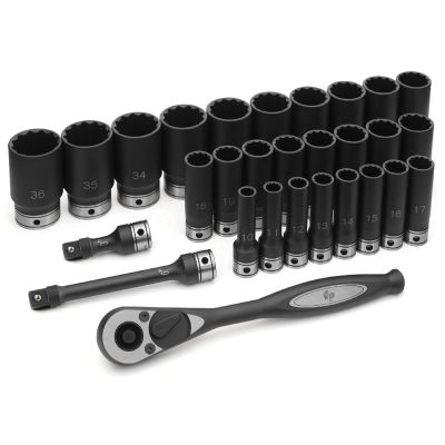 GRE82229MD image(0) - Grey Pneumatic 1/2" Drive 29 Piece Metric Deep Duo-Socket Set - 12 Point